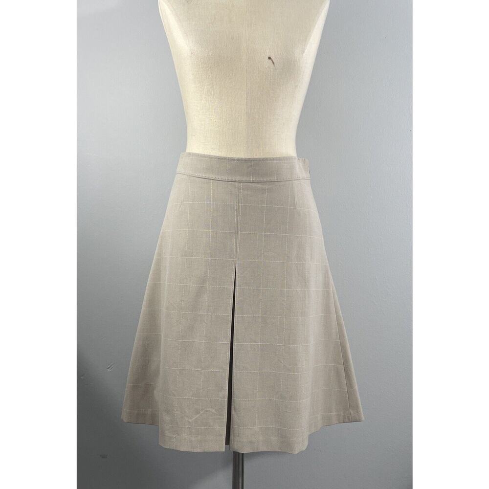 Semantiks Women's Fully Lined Plaid A line Skirt Size 2 Beige Front Pleat